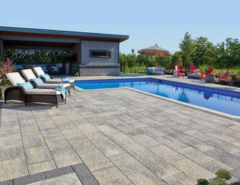Pool with Rialto Slab product by Oaks Landscape Products