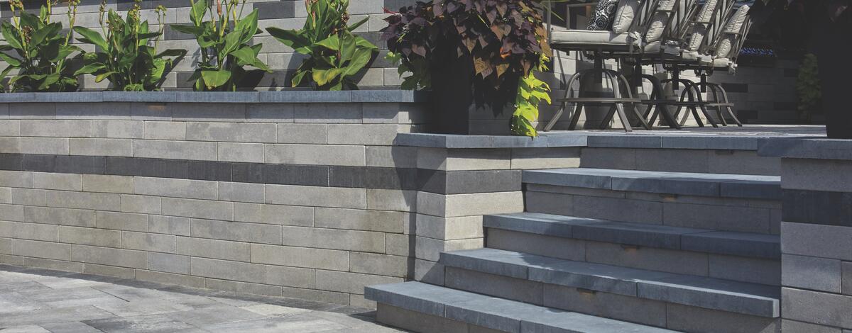 Retaining wall, slab and step products by Oaks Landscape Products