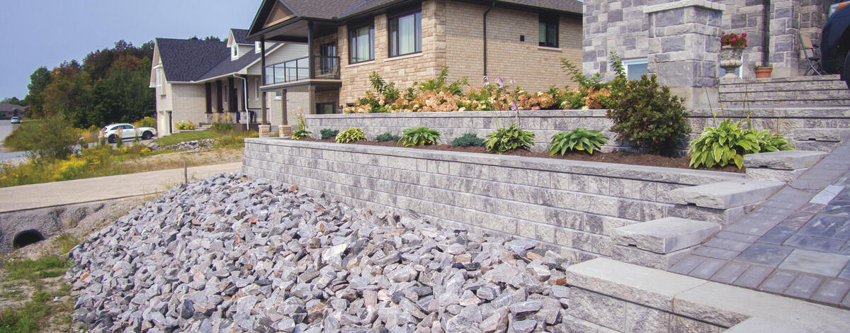 Retaining wall using Ortana product from Oaks Landscape Products