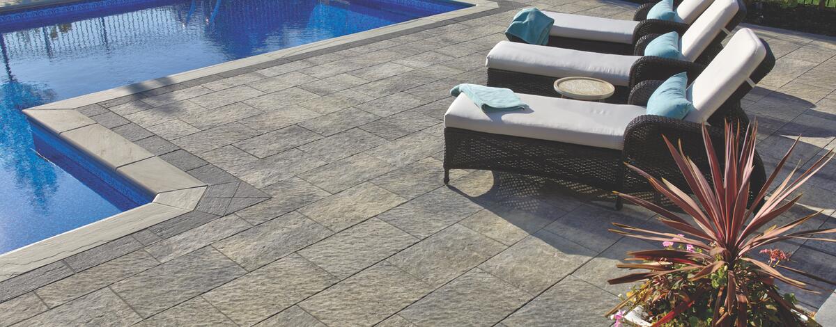 Patio with pool using Rialto 60mm product from Brampton Brick