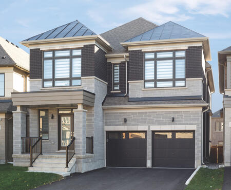 House using Contempo stone and Contemporary brick products from Brampton Brick 