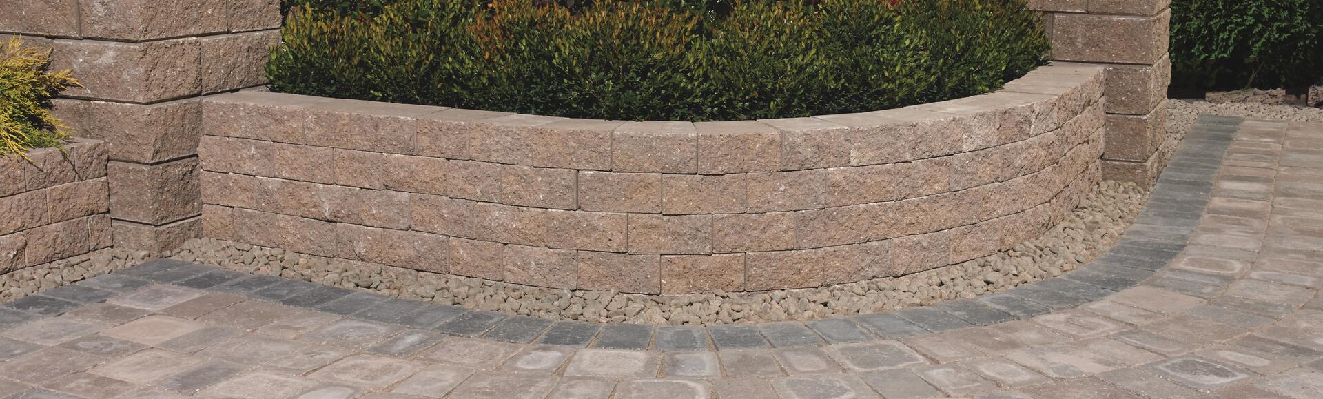 Garden wall with pillars using Modeco One products from Brampton Brick 